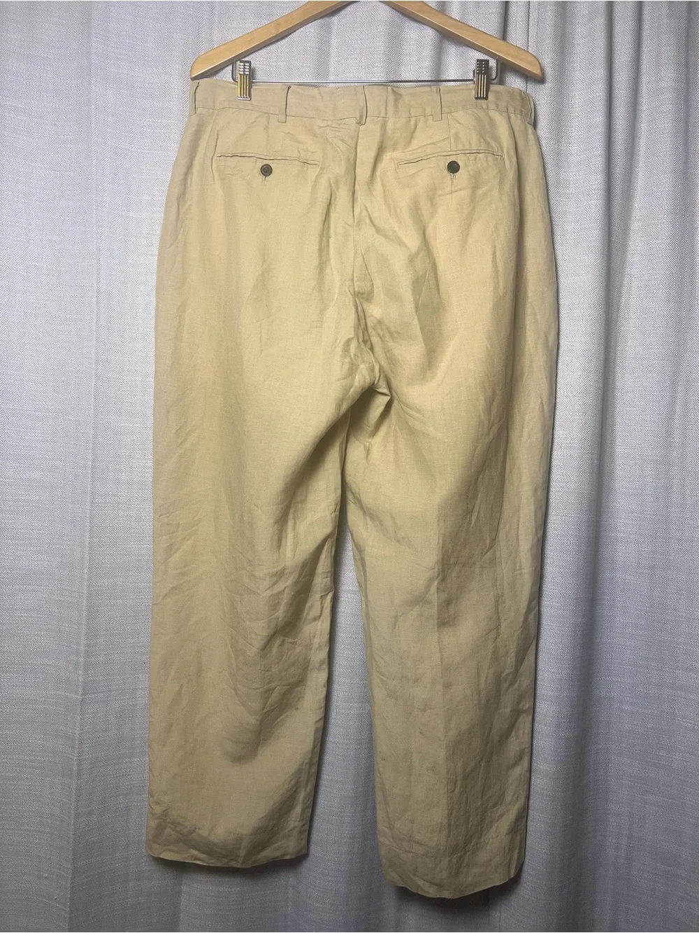 Polo Ralph Lauren Linen Silk Trousers Tan Beige Mens Sz 36x32 Measures 36x28.5